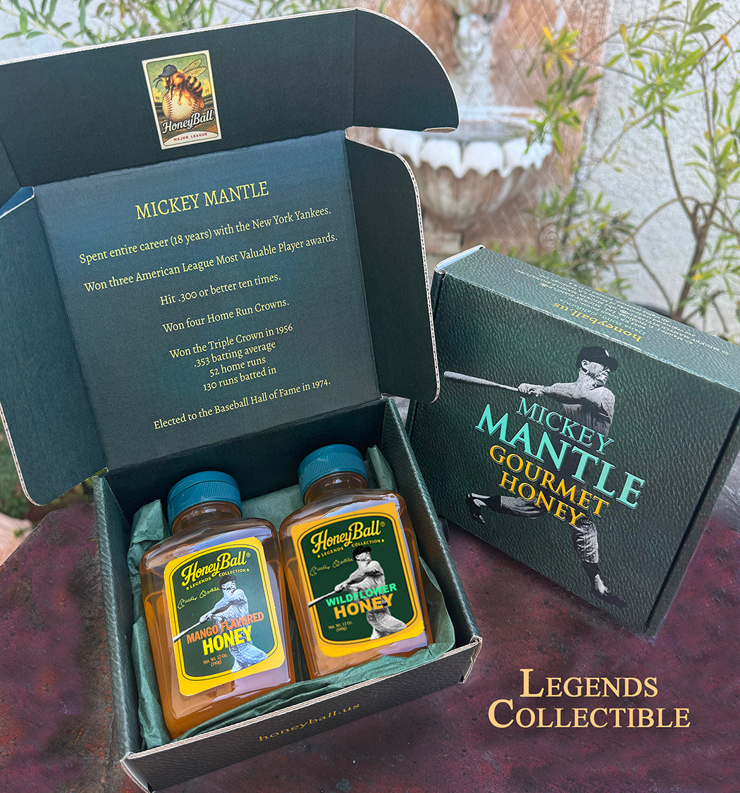 Mickey Mantle 2 Jar Honey w/Collectible Gift Box - Honeyball Legends Collection