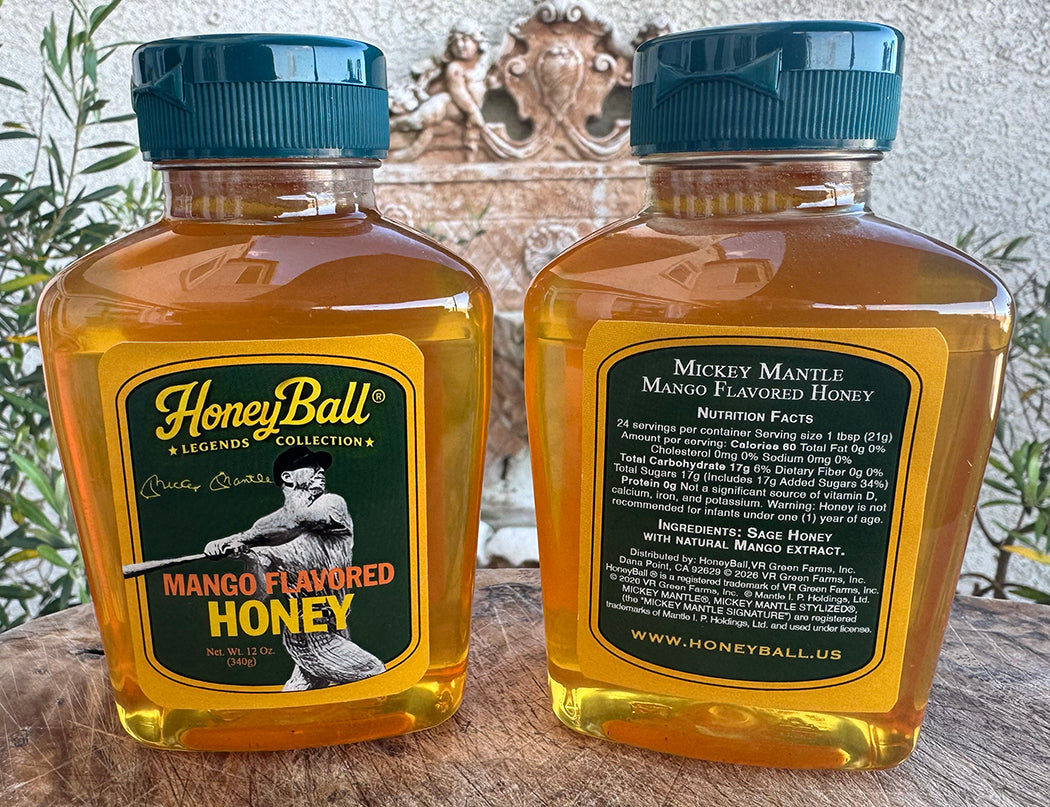 Mickey Mantle 2 Jar Honey w/Collectible Gift Box - Honeyball Legends Collection