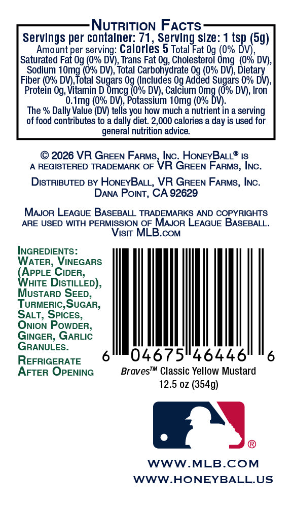 Atlanta Braves™ Classic Yellow Mustard - Honeyball Baseball Collection