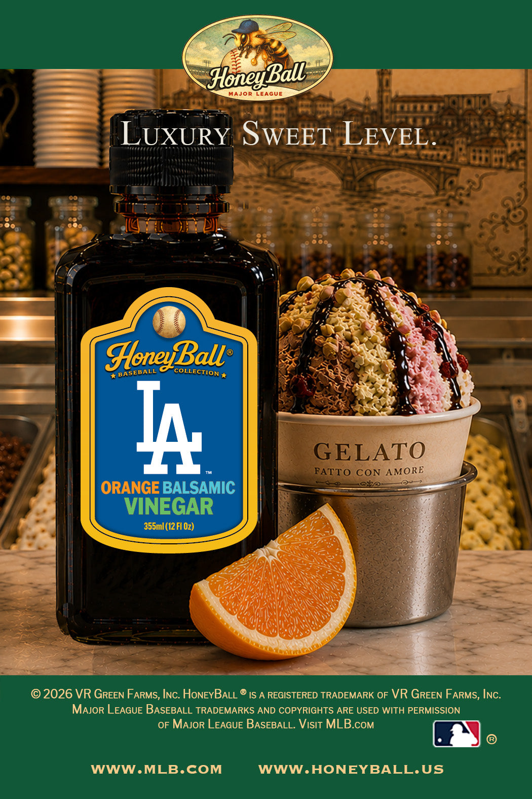 Los Angeles Dodgers™ Orange Infused Balsamic Vinegar- Honeyball Ballpark Collection - Available Soon!